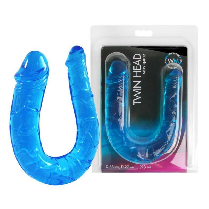 Фаллоимитатор двухголовочный цвет голубой