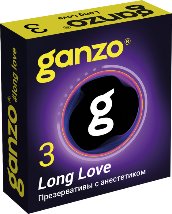 Презервативы Ganzo Long Love, с анестезирующим эффектом, латекс, 18 см, 3 шт